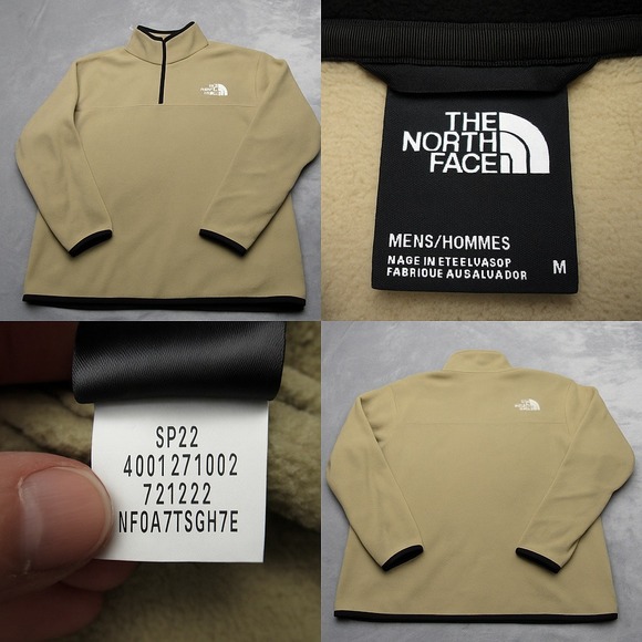 The North‎ Face Sweatshirt Mens Medium Cream Fleece 1/4 Zip Pullover Hiking Run - Picture 1 of 13